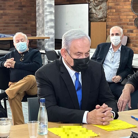 Former Prime Minister Benjamin Netanyahu at the Likud party's Tel Aviv headquarters, Dec. 19 2021.