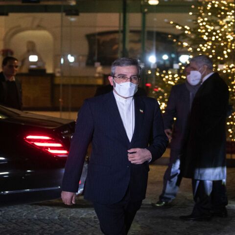Iran's chief nuclear negotiator Ali Bagheri Kani leaves the Palais Coburg in Vienna on Dec. 27, 2021.