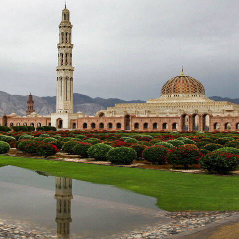 This picture shows a view of the Sultan Qaboos Grand Mosque following heavy rainfall, Muscat, Oman, Jan. 4, 2022.
