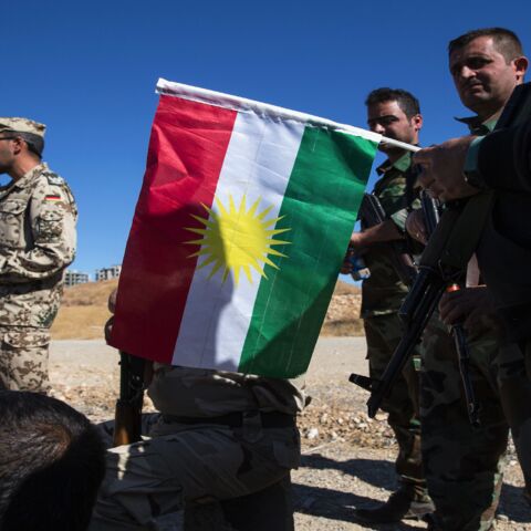 Kurdish peshmerga forces learn battlefield first aid techniques from a military doctor during a medical training session on Nov. 3, 2015, in Erbil, Iraq.