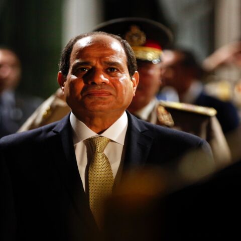 Egyptian President Abdel-Fattah al-Sisi reviews an honor guard prior at The Defense Ministry in Paris on Oct. 23, 2017. 