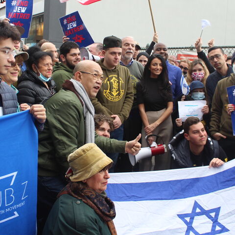 Demonstrators participate in a march against anti-Semitism in New York on Jan. 2, 2022.