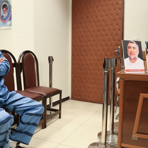 Habib Chaab appears in court in Tehran, Jan. 18, 2022.