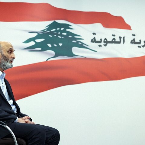 Samir Geagea, leader of the Christian Lebanese Forces party, speaks to AFP during an interview at his residence in Maarab, north of the capital Beirut