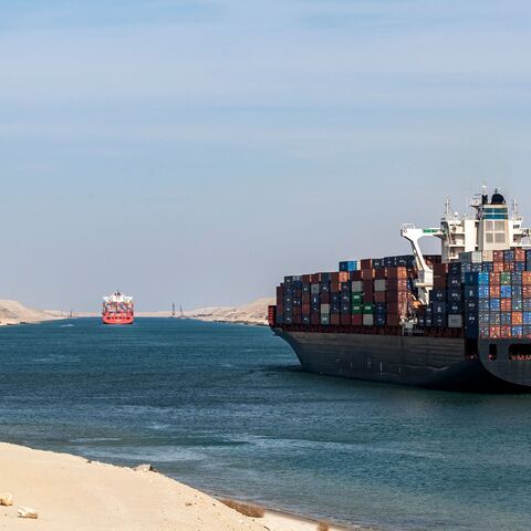 This picture taken on Nov. 17, 2019, shows the Liberia-flagged container ship RDO Concord sailing through Egypt's Suez Canal.