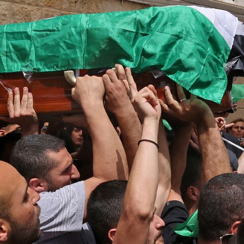 Palestinian Amro Abu Khudeir (C), who was one of the pallbearers for slain Al Jazeera journalist Shireen Abu Akleh at her funeral in Jerusalem last week, has been arrested by Israeli police
