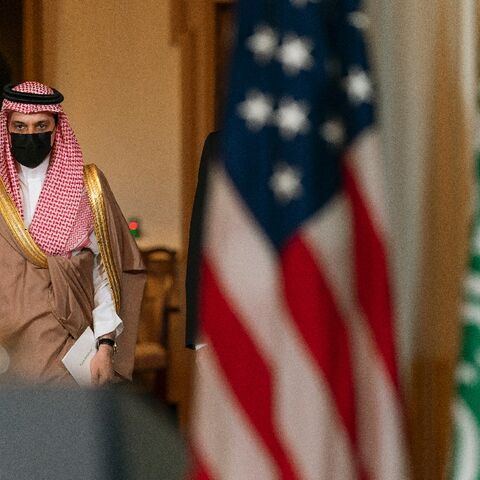 Saudi Minister of Foreign Affairs Prince Faisal bin Farhan Al Saud on a visit to the US State Department, October 14, 2020, in Washington, DC