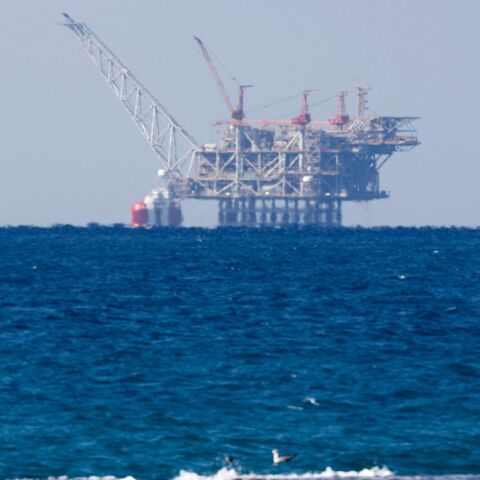 A view of the platform of the Leviathan natural gas field in the Mediterranean Sea is pictured from the Israeli northern coastal city of Caesarea on January 25, 2022. (Photo by JACK GUEZ / AFP) (Photo by JACK GUEZ/AFP via Getty Images)