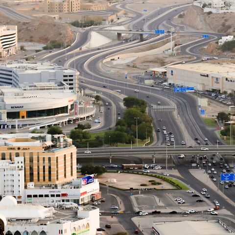 An aerial view shows the Central Business District (Ruwi) in the Omani capital Muscat on April 9, 2021. (Photo by Haitham AL-SHUKAIRI / AFP) (Photo by HAITHAM AL-SHUKAIRI/AFP via Getty Images)