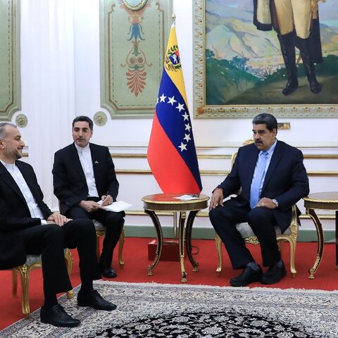 Venezuelan President Nicolas Maduro (R) meets with Iranian Foreign Minister Hossein Amir-Abdollahian (L) at the presidential palace in Caracas on February 3, 2023  