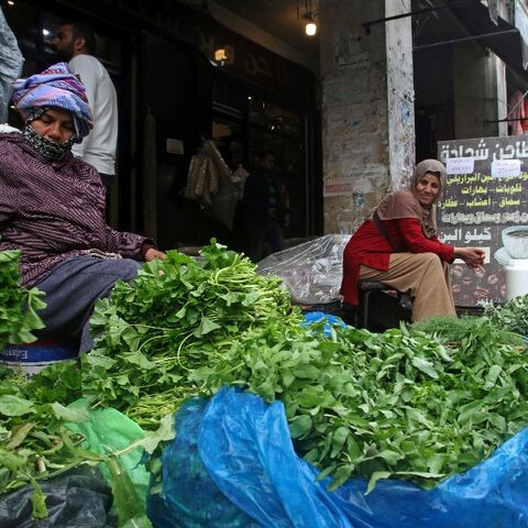 Vendors sell herbs in Lebanon's southern city of Sidon (Saida) -- the country's meltdown has pushed most people into poverty