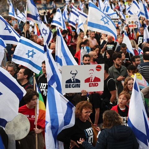 The latest mass protest in Israel's commercial hub Tel Aviv comes days after Prime Minister Benjamin Netanyahu vowed to press on with a controversial judicial overhaul  despite mounting international alarm