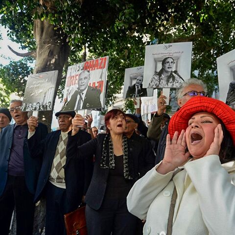 Several dozen supporters of the detainees protested outside the Tunis courthouse