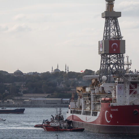 ISTANBUL, TURKEY - OCTOBER 19: Turkey's drilling vessel Kanuni arrives for alterations at the Haydarpasa port on October 19, 2020 in Istanbul, Turkey. The vessel will undergo tower disassembly before heading to the Black Sea. Turkey's president Recep Tayyip Erdogan recently announced a further discovery of 85 billion cubic meters of natural gas in the Black Sea. (Photo by Chris McGrath/Getty Images)