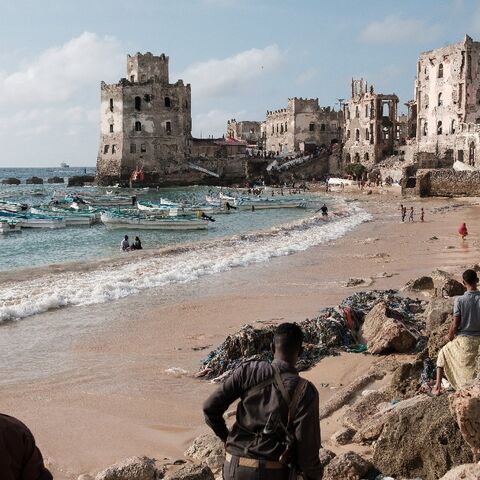 An old lighthouse stands guard over a fishing beach in the Somali capital Mogadishu