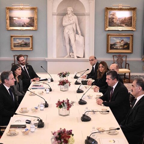 US Secretary of State Antony Blinken (center left) meets with KRG Prime Minister Masrour Barzani on Feb. 29, 2024.
