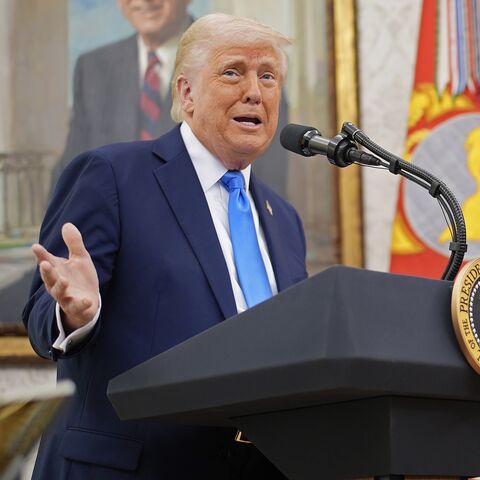 President Donald Trump speaking during a swearing-in ceremony in the Oval Office at the White House on March 28, 2025, in Washington, DC. 