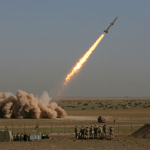 Iranian short-range missile (Tondar) is test-launched during war games in Qom, 120 kms south of Tehran, on September 27, 2009. Iran test-fired three short-range missiles as the Islamic republic began war games at a time of heightened tension with the West over its controversial nuclear programme. AFP PHOTO/SHAIEGAN/FARS NEWS (Photo by SHAIGAN / FARS NEWS / AFP) (Photo by SHAIGAN/FARS NEWS/AFP via Getty Images)