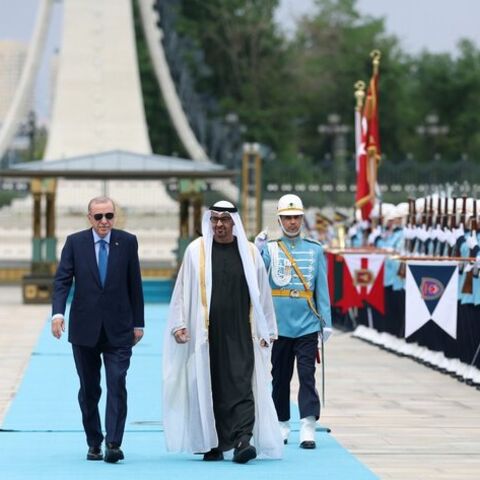Turkish President Recep Tayyip Erdogan welcomes UAE President Sheikh Mohammed bin Zayed with official ceremony during the latter’s official visit to Ankara, July 16, 2025.