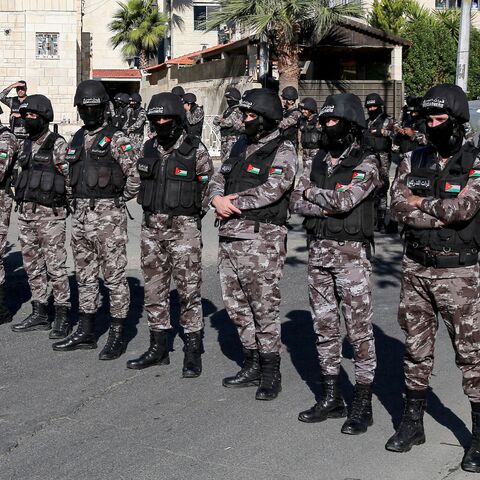 Jordanian security forces deploy during a demonstration near the US Embassy in the capital Amman in solidarity with the people of Gaza on Dec. 15, 2023.