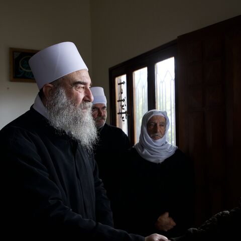 Druze religious leader Hikmat al-Hijri is pictured on Dec. 28, 2024, Suwayda, Syria. 