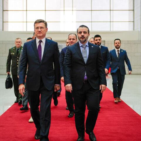 His Excellency the President of the Republic, Ahmed al-Sharaa, meets at the People's Palace in the capital, Damascus, with the Russian Deputy Prime Minister, Alexander Novak.