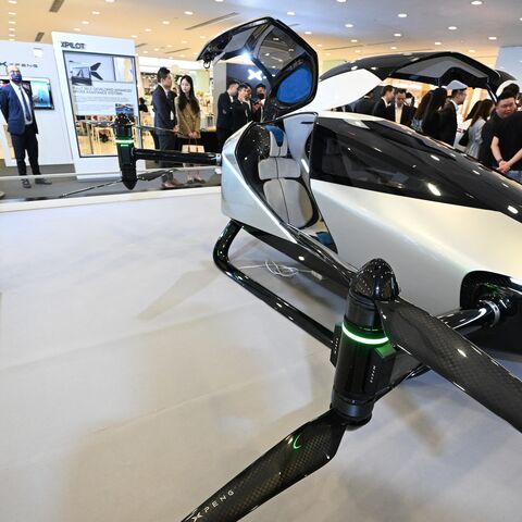 An Xpeng AeroHT X2 Flying Car is seen on display in Hong Kong on May 17, 2024