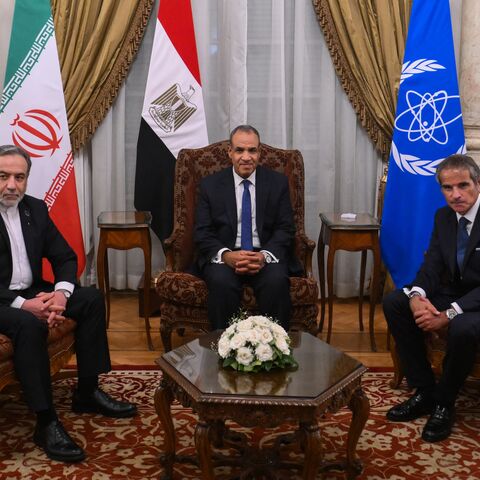 Egypt's Foreign Minister Badr Abdelatty (C) meets with his Iranian counterpart Abbas Araqchi (L) and Director General of the International Atomic Energy Agency (IAEA) Rafael Grossi in Cairo, on Sept. 9, 2025.
