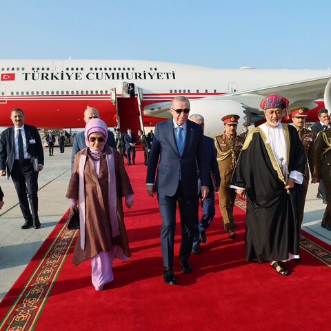 President Recep Tayyip Erdogan arrives in Oman’s capital, Muscat, to pay an official visit at the invitation of Sultan Haitham bin Tariq Al Said of Oman on Oct. 22, 2025.