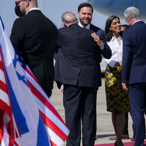 US Vice President JD Vance and Second Lady Usha Vance greet US Ambassador 