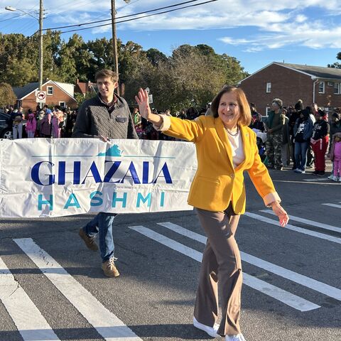 Ghazal Hashmi walks in the annual Norfolk State University Homecoming Parade, on Oct. 25, 2025.