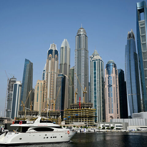 A yacht is pictured at the Dubai Marina in Dubai August 6, 2025. (Photo by Giuseppe CACACE / AFP) (Photo by GIUSEPPE CACACE/AFP via Getty Images)