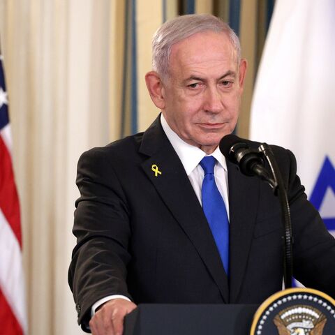 Israeli Prime Minister Benjamin Netanyahu participates in a joint news conference with US President Donald Trump (not pictured) in the State Dining Room at the White House, on Sept. 29, 2025, in Washington.