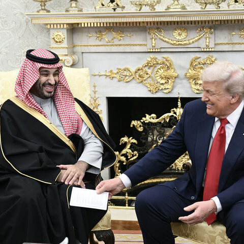 US President Donald Trump meets with Crown Prince and Prime Minister of the Kingdom of Saudi Arabia Mohammed bin Salman in the Oval Office of the White House in Washington, DC on Nov. 18, 2025. 