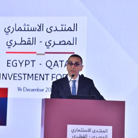 Egypt’s Minister of Investment and Foreign Trade Hassan El Khatib speaking at the Egyptian-Qatari Investment Forum in Cairo, Egypt on Dec. 14, 2025 (State Information Service)