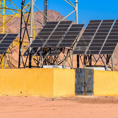 Solar panels in a Sinai desert, Egypt. 