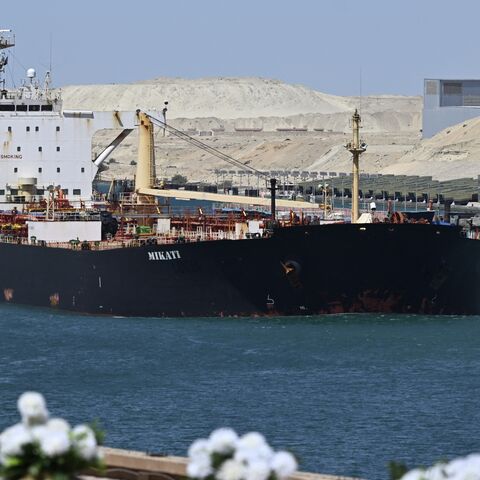 A ship sails along Egypt's Suez Canal near Ismailia, April 16, 2025. 