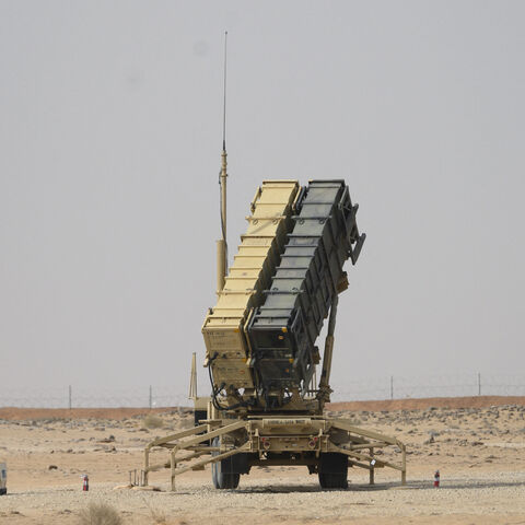 A Patriot missile battery is seen near Prince Sultan air base at al-Kharj on Feb. 20, 2020. 