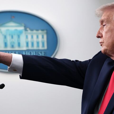 President Donald Trump takes questions from the media during a press briefing on Jan. 20, 2026, in Washington. 