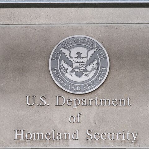 US Department of Homeland Security logo on a federal building in Milwaukee, Wisconsin, on March 8, 2016.