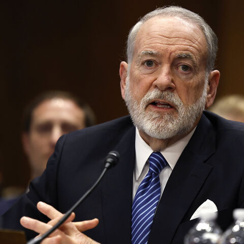 Former Arkansas Gov. Mike Huckabee, US President Donald Trump's nominee to be ambassador to Israel, testifies during his Senate Foreign Relations Committee confirmation hearing at the Dirksen Senate Office Building, Washington, March 25, 2025.