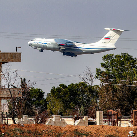 A Russian military Ilyushin Il-76 strategic airlift aircraft takes off from Qamishli International Airport in northeastern Syria's Hasakah province on January 27, 2026. Russia withdrew troops and equipment on January 27 from the airport in Kurdish-held northeast Syria where its forces were based, as Kurdish forces who once controlled swathes of territory in the country's north and east have withdrawn in the face of military pressure of Syrian army advance while the country's new Islamist authorities seek to