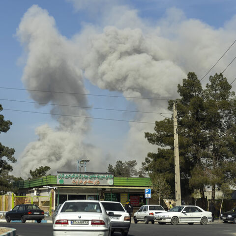 Plumes of smoke rise following an explosion on March 5, 2026 in Tehran, Iran.