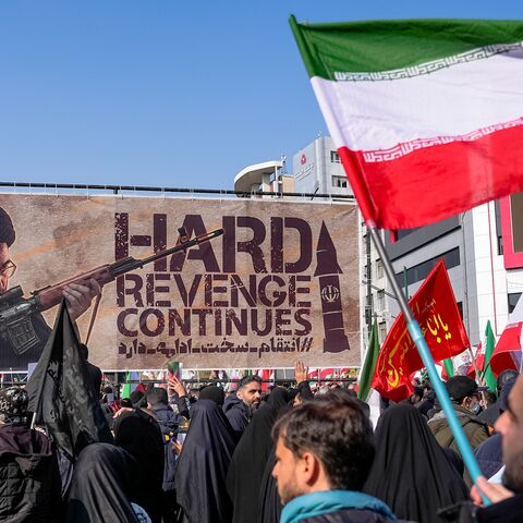 A banner depicting Ayatollah Mojtaba Khamenei, Iran's new supreme leader and son of slain leader Ayatollah Ali Khamenei, is displayed on Enghelab (Revolution) Square, Tehran, as people gather for the funerals of commanders from the Islamic Revolutionary Guard Corps, the army and others killed in US and Israeli strikes on Iran, March 11, 2026.