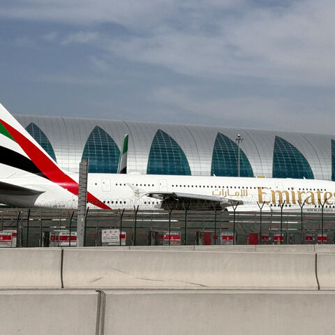 An Emirates airplane at Dubai International Airport, amid the U.S.-Israeli conflict with Iran, in Dubai, United Arab Emirates, March 7, 2026. REUTERS/Stringer