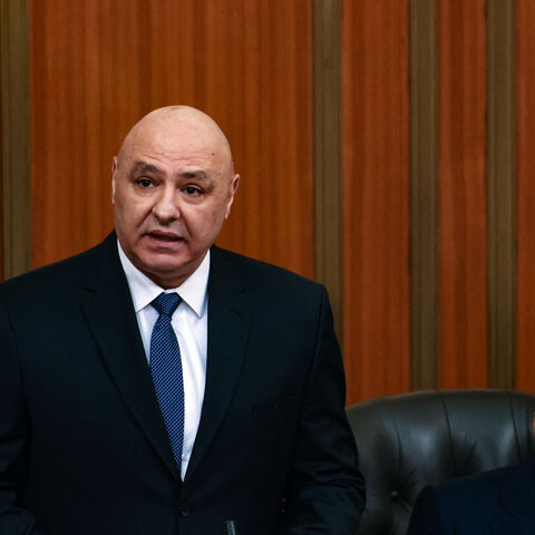 Lebanese president Joseph Aoun (L) stands next to the parliament speaker Nabih Berri as he delivers a speech at the parliament building in Beirut Jan. 9, 2025.  
