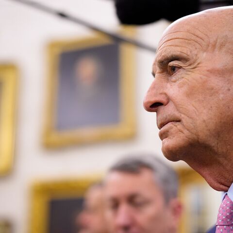 US Ambassador to Turkey Thomas Barrack attends a meeting with President Donald Trump and President of Turkey Recep Tayyip Erdogan in the Oval Office at the White House on Sept. 25, 2025, in Washington, DC. 