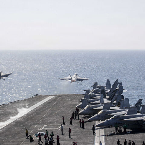 In this handout photo provided by the U.S. Navy, Two F/A-18 Super Hornets launch from the flight deck of Nimitz-class aircraft carrier USS Abraham Lincoln (CVN 72) in support of Operation Epic Fury on March 3, 2026 in the Mediterranean Sea.