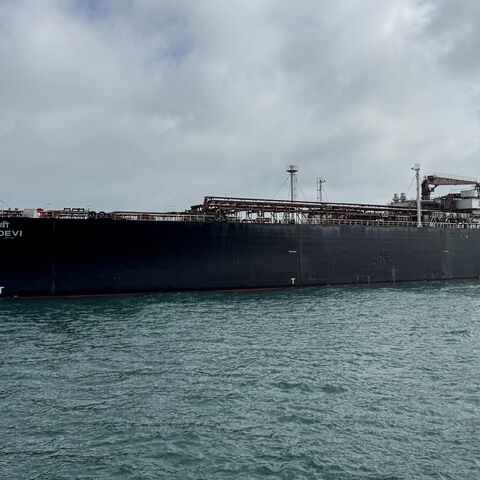 Indian vessel Nanda Devi, carrying liquefied petroleum gas, arrives at Vadinar Port in the Jamnagar district of Gujarat state on March 17, 2026, after Iran allowed it to pass through the Strait of Hormuz, a