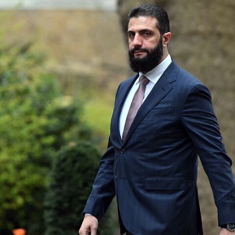 Syria's President Ahmed al-Sharaa arrives ahead of a meeting with Britain's Prime Minister Keir Starmer at 10 Downing Street in central London on March 31, 2026. 